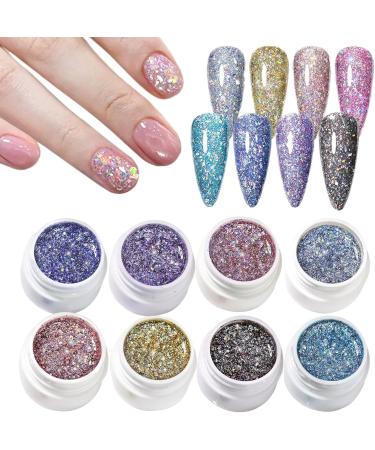Vernis Gel Paillet | Gel Brillant Art M tallis - Coffret Cr atif 8 Couleurs Pour Salon Et Manucure Domicile Feminine - Buy Online on GoSupps.com