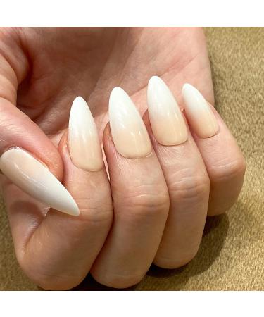 Novaly Ombre Nude Gradient French Tip False Nails - Short/Medium Almond White Pink Press On Nails Kit - Buy Online on GoSupps.com