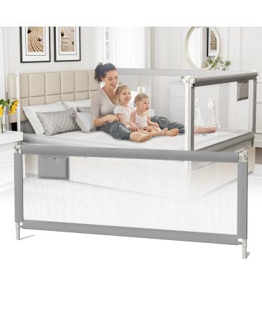 UMOMO Bed Rail for Toddlers, 76-in Extra Long, Portable Safety Bed Guardrail w/Double Safety Child Lock, Baby Bed Rail Guard, Fit King & Queen Full Twin Size Bed Mattress (76 INCH, Gray)