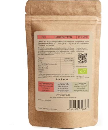  SPINTZ SPINTZ 1000g Organic Rosehip Powder - Ground Rosehip - Organic Rosehip Powder - Vegan - Natural Spice with No Additives - Hand Filled and Packaged without - Buy Online on GoSupps.com