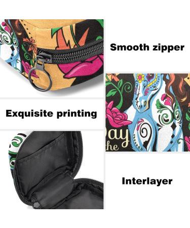 Menstruation Pad Bag with Zipper | Floral Day of the Dead Tampon & Napkin Bag for Women & Girls - Buy Online on GoSupps.com