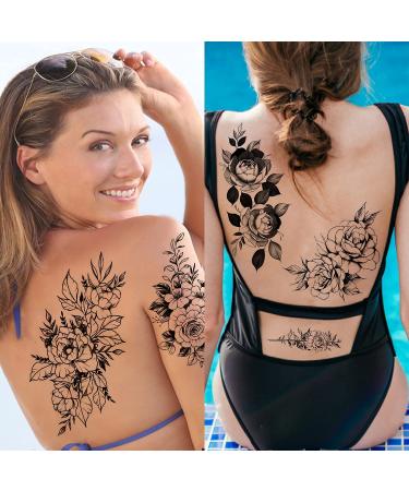Cerlaza Temporary Tattoos for Women - Henna Fake Flower Stickers, Semi-Permanent Body Makeup Waterproof - 12 Sheets - Buy Online on GoSupps.com