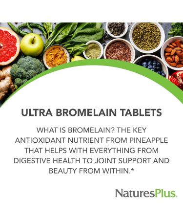 NaturesPlus Ultra Bromelain 1500 mg - 60 Tablets Pack of 2 - Supports Joints Digestive Health & Overall Well-Being - Vegetarian Gluten Free - 120 Total Servings - Buy Online on GoSupps.com
