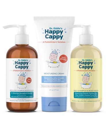 Happy Cappy Sensitive Skin Bundle | Manage Cradle Cap, Seborrheic Dermatitis, Dandruff, and Dry, Itchy, Sensitive Eczema Prone Skin for All Ages