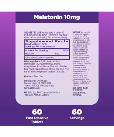 Natrol Melatonin 10mg Fast Dissolve Tablets - Sleep Aid, Citrus Punch, 60 Count - Buy Online on GoSupps.com