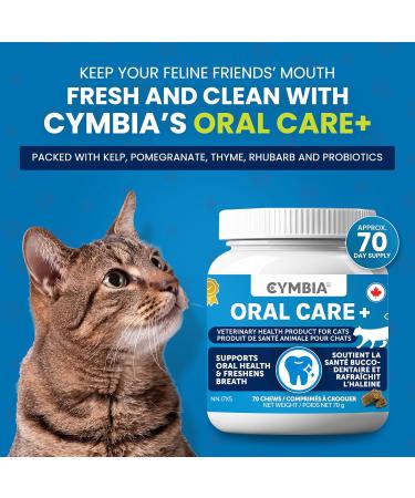 Cymbia Cat Oral Care+ Cat Dental Chew Supplement for Plaque & Tartar Control Fresher Breath & Stronger Immune System Natural Ingredients for Cat Dental Care Approx. 70 Days Supply - Buy Online on GoSupps.com