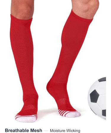FITRELL Over-the-Calf Knee High Baseball Soccer Softball Socks (2 Pack) - Red - Medium - Buy Online on GoSupps.com