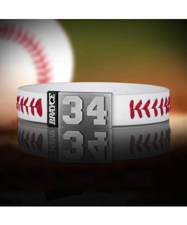 BRAYCE Personalized Baseball Bracelet - Custom Handmade Wristband with Jersey Number (00-99) - Buy Online on GoSupps.com