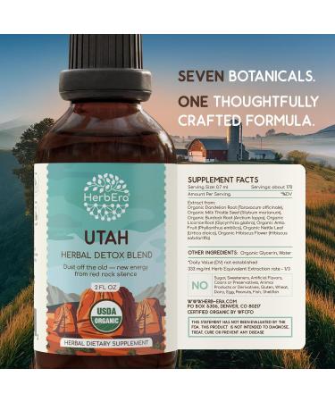 HerbEra Utah Herbal Detox Blend - USDA Organic Extract Made in USA | Immune & Liver Support Liquid Drops | Amla Burdock Dandelion Root Licorice Milk Thistle Hibiscus | 2 fl oz - Buy Online on GoSupps.com