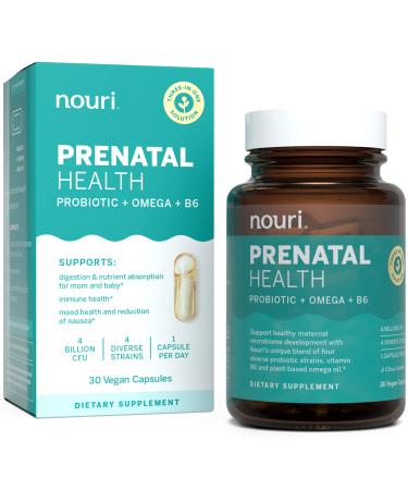 Nouri Prenatal Health Probiotic and Omega Capsules Prenatal Probiotics for Women Aids in Digestion and Nutrient Absorption for Mom & Baby Take Daily - 30 Day Supply