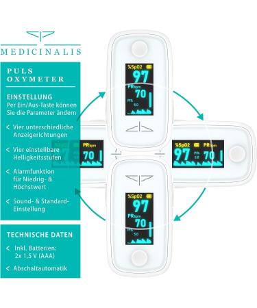 Buy Medicinalis Finger Pulse Oximeter - Accurate SpO2 & Heart Rate Measurement - OLED Display One-Touch Operation Battery Indicator - Ships Internationally - Buy Online on GoSupps.com