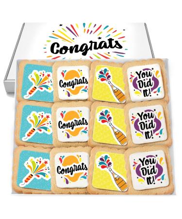 Congrats Gift Cookies Congratulations Gift Basket 12 PACK For Kids Men Women Graduation Friend | Nut Free | Kosher