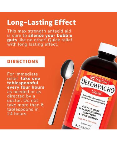 De La Cruz Desempacho Liquid Antacid - Maximum Strength Relief for Heartburn and Acid Reflux - Buy Online on GoSupps.com