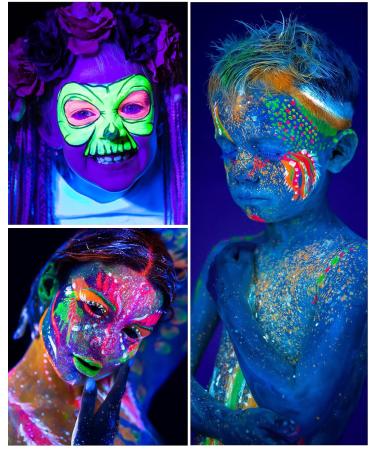 Creamify Bodypainting Colors Set - 14 Neon UV Makeup Pencils for Kids | Washable Face Paint & Glitter for Neon Parties & Festivals - Buy Online on GoSupps.com