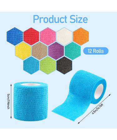 Risvowo 12 Rolls Self-Adhesive Bandages - Elastic Non-Woven Athletic Wrap for Wrist Ankle & Pet Grooming (5cm x 4.5m) - Buy Online on GoSupps.com