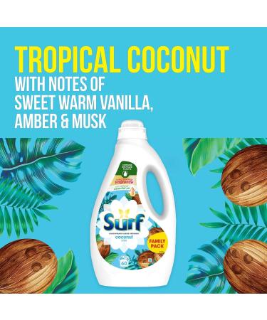 Surf Coconut Bliss Liquid Laundry Detergent 1.62 L - 60 Washes | 1620 ml (Pack of 1) - Buy Online on GoSupps.com