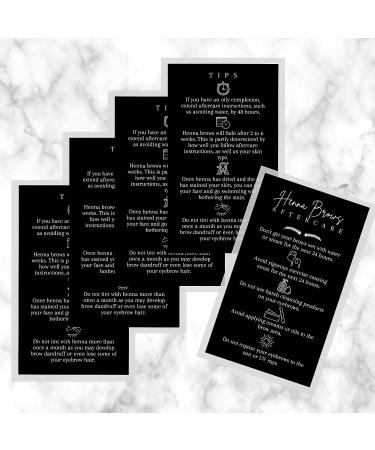Brow Henna Aftercare Cards | 2x3.5 Business Card Size | Brow Artist Supplies | Henna Brow Care Tips | Black and White Design - Buy Online on GoSupps.com