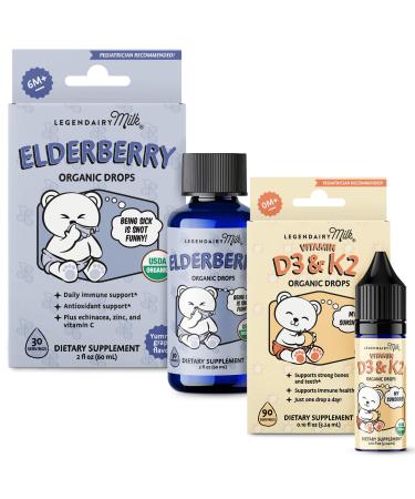 Legendairy Milk Baby Vitamin D3 K2 and Elderberry Drops Bundle Age 6 Months+