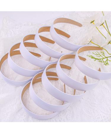 Satin Headbands 12 Pack - White 1 Inch Hard Satin Headbands for DIY Hair Accessories - Women and Girls - Buy Online on GoSupps.com