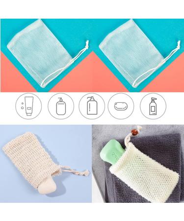 Shower Soap Bags 4 pcs Set for Homemade Soap - Foaming and Drying Holder for Shower Bar Soap with Loofah - Beige, Blue, Green - 6.3x3.54 inches - Buy Online on GoSupps.com