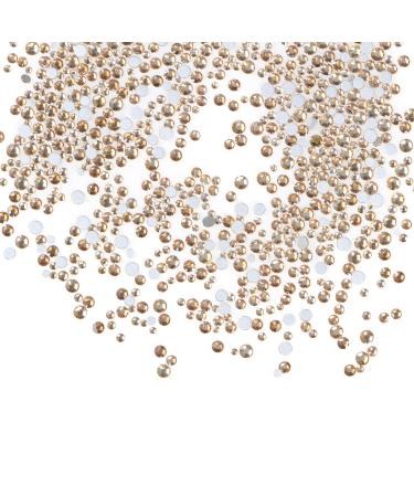 Champagne Flat Back Round Crystal Rhinestones Set - 3456 Pieces in 6 Sizes for Crafts, Nails, Art, Makeup - With Tweezers and Picking Pen - SS4-12 - Buy Online on GoSupps.com