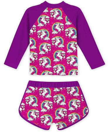 Girls Long Sleeve Swimsuit Set | UPF 50+ Protection | Purple Unicorn | 5-6 Years - Buy Online on GoSupps.com