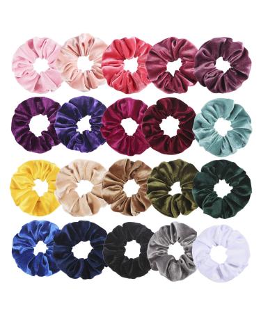 Wanap Scrunchies 20 pieces including hair tie Velvet Scrunchies for girls blunt thick Korean hair scrunching set for hairstyle with storage bag (standard)