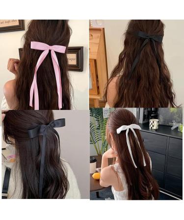 6 Pack Bow Hair Clips for Women Girls Pink White Black Ribbon Hair Bows Elegant Tassel Hair Bow Clips Barrettes Hair Accessories for Girls Teens - Buy Online on GoSupps.com