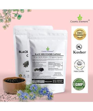 Cosmic Element 100% Pure Black Seed Powder Capsules Organic - Vegan Nigella Sativa 450mg Black Cumin Seeds per Serving for Health - 120 Capsules 120 Count (Pack of 1) - Buy Online on GoSupps.com