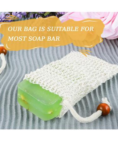 Soap Pouch 4-Pack | Natural Cotton & Sisal Soap Saver Bags | Eco-Friendly Travel Essential | Plastic-Free Soap Net for Foaming Drying & Massage - 5.5x3.34 in - Buy Online on GoSupps.com