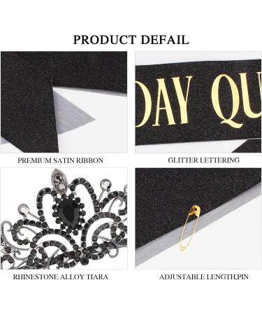 Didder Birthday Crown Crystal Tiara & Queen Sash Set - Black - Buy Online on GoSupps.com