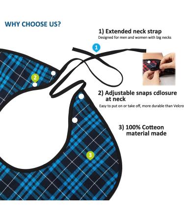 3PK Adult Bibs for Eating - Waterproof Clothing Protector with Crumb Catcher - 30 L x 18 - Men/Women - New Upgrade - Buy Online on GoSupps.com