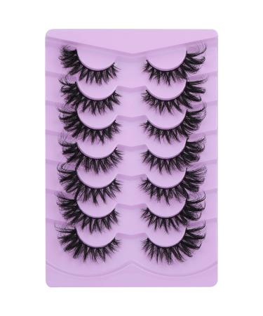 Mnik Lashes Fluffy False Eyelashes 7 Pairs 20mm D Curl Russian Wispy Cat Eye Natural Look - FANXITON D-20MM-02 - Buy Online on GoSupps.com