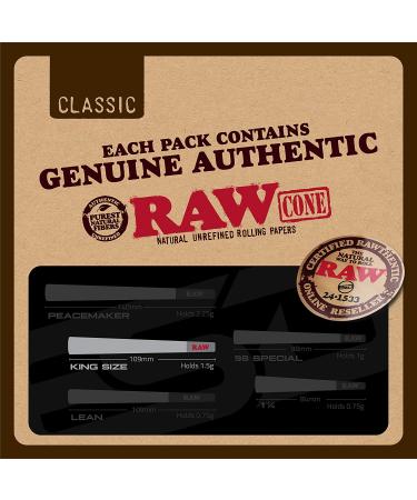 RAW Cones Classic King Size | 50 Pack | Natural Pre Rolled Rolling Paper with Tips & Packing Tubes Included - Buy Online on GoSupps.com