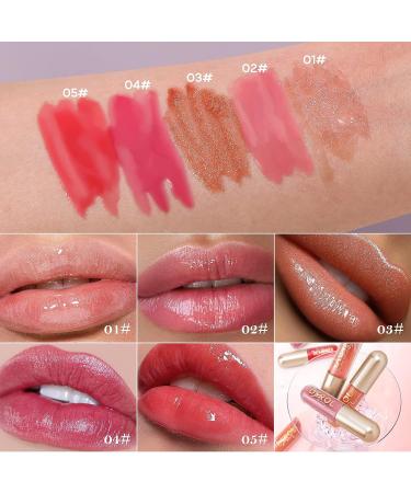 Skynest Derol Lip Plumper Gloss Set - 5pcs Tinted Lip Gloss with Glitter | Lip Care Serum for Moisturizing and Reducing Fine Lines - Buy Online on GoSupps.com
