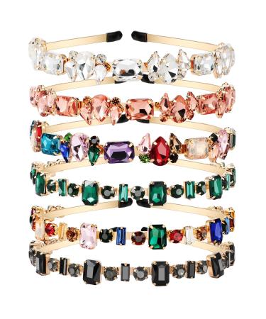 Crowye 6 Styles Rhinestone Headbands for Women Elastic Crystal Thin Head Bands Bling Jeweled Headbands Colorful Vintage Headband Hair Hoop Hair Accessories for Girls - Buy Online on GoSupps.com