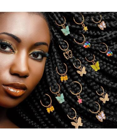 18 Pieces Butterfly Hair Jewelry for Braids Christmas Gold Braid Hair Clips Dreadlock Braid Charms Accessories Hair Rings Jewelry Hair Accessory for Women Girls (Classic Style) - Buy Online on GoSupps.com