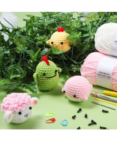 RQWZBCHX 4 Animal Crochet Kit for Beginners - Chicken, Whale, Sheep, Dinosaur - Video Instructions, Yarns, Hooks & Accessories - Buy Online on GoSupps.com
