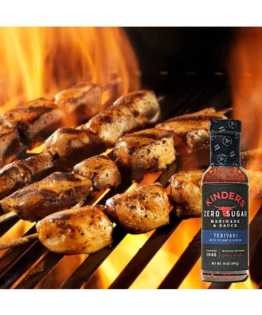 Kinder's Zero Sugar Teriyaki Marinade & Sauce with Sesame and Ginger - Sweet & Savory Dip for Meat, Seafood & Veggies - 2 Bottles (14oz) - Buy Online on GoSupps.com