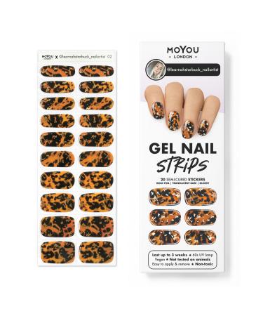 MOYOU LONDON Semi Cured Gel Nail Strips 20 Pc. Gel Wraps for Nails Get 1 Free UV Lamp when you Get 3 or More Easy Apply & Remove for Salon-Quality Manicure -learnahstarbuck_nailartist 02