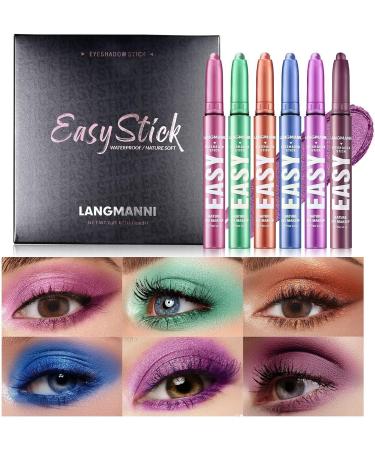 RoseFlower 6 Colors Eyeshadow Shimmer Stick Highlighter Eye Shadow Stick Set Colorful Eyeshadow Pencil Crayon Creamy Waterproof Pearly Sparkle Glitter Cream Stick Pen EyeLiner Makeup for Women Multicolor-c - Buy Online on GoSupps.com