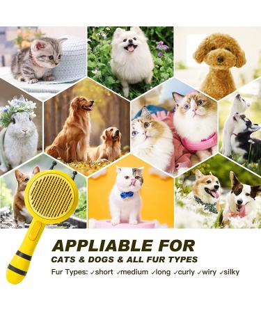 Self Cleaning Pet Grooming Brush - wiuwiuwiu Cute Bee Cat Brush for Dogs Cats | Soft Comb with 184 Massage Needles | Shedding & Grooming Tool for Cats Dogs | Pet Supplies - Buy Online on GoSupps.com