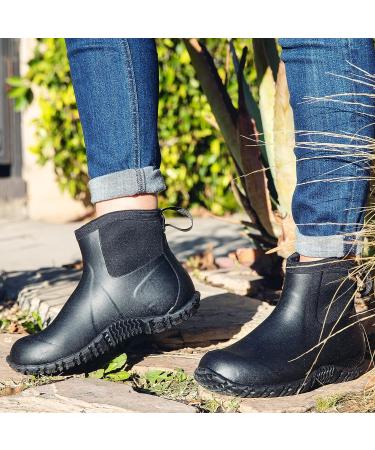 HISEA Women's Ankle Height Rubber Garden Boots Insulated Waterproof | Size 8 Black - Buy Online on GoSupps.com