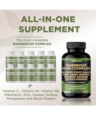 Gade Nutrition Magnesium Complex 10 in 1 with Magnesium Glycinate Citrate Malate Oxide Taurate Aspartate Gluconate Ascorbate Lactate Carbonate Zinc Copper Manganese & Vitamin C B1 B2 B6 - Buy Online on GoSupps.com