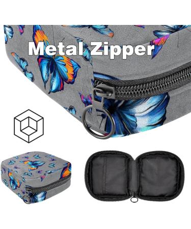 Sanitary Napkin Storage Bag | Menstrual Cup Pouch | Portable Zipper Tampons Holder | First Period Kit for Teen Girls | Butterflies Gray | Multi-colored - Buy Online on GoSupps.com