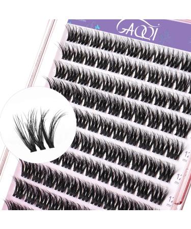 GAQQI Lash Clusters Cluster Eyelash Extensions 110 Cluster Lashes Wispy Volume Eyelash Clusters 10-14mm Multilayered 3D Fluffy Individual Lashes Soft and Thin Band (3D-GQ08)