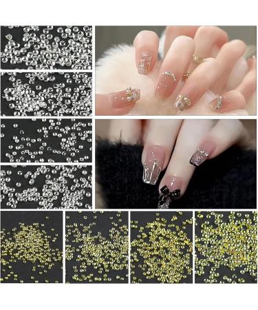 FEIlei Mini Beads Nail Charms Nail Gems Gold Silver Nail Art Studs Nail Art Decorations - Buy Online on GoSupps.com