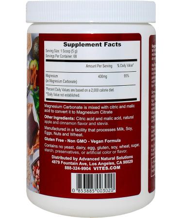 Apple Cinnamon Magnesium Supreme: Promotes Better Sleep & Stress Relief, Natural Non-GMO, Gluten-Free Formula - 12oz, 68 Servings - Buy Online on GoSupps.com