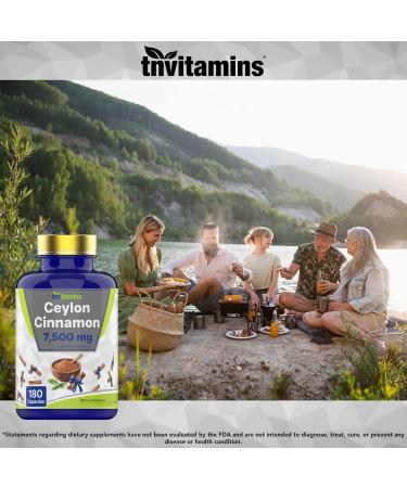tnvitamins Ceylon Cinnamon 180 Capsules: Equivalent to 7 500 mg Per Serving | High Potency Ceylon Cinnamon Powder Pills for Women & Men - Buy Online on GoSupps.com