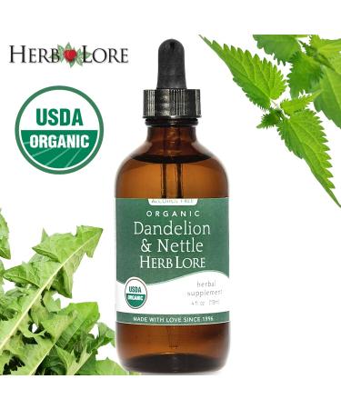 Herb Lore Organic Dandelion & Nettle Tincture - Liquid Dandelion Leaf & Stinging Nettle Leaf Extract Drops (4 fl oz) 4 Fl Oz (Pack of 1) - Buy Online on GoSupps.com